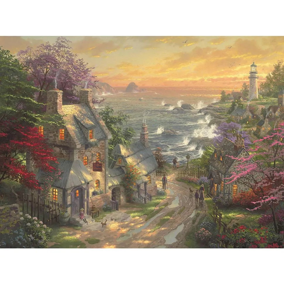 Puzzle 3000 pièces : Hameau du phare, Thomas Kinkade - Schmidt