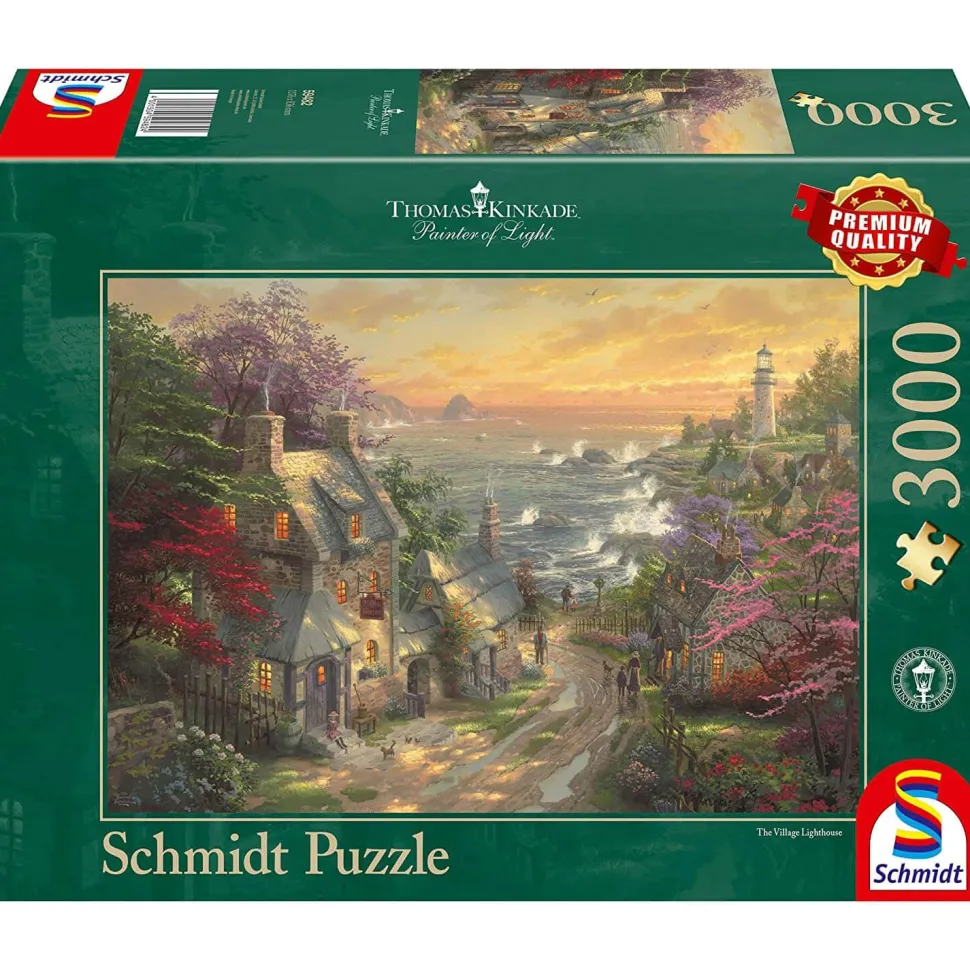 Puzzle 3000 pièces : Hameau du phare, Thomas Kinkade - Schmidt