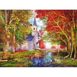 Puzzle 1000 pièces : La chapelle dans la forêt d’automne - Schmidt