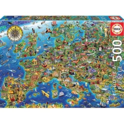 Puzzle 500 pièces : La folle Carte d'Europe - Educa