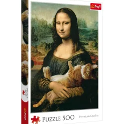 Puzzle 500 pièces : La Joconde et son minou ronronnant - Trefl