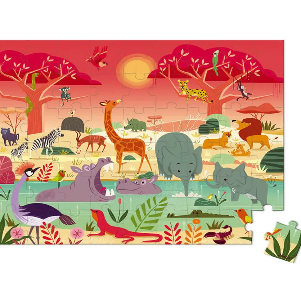 Puzzle 54 pièces : La réserve animalière - Janod