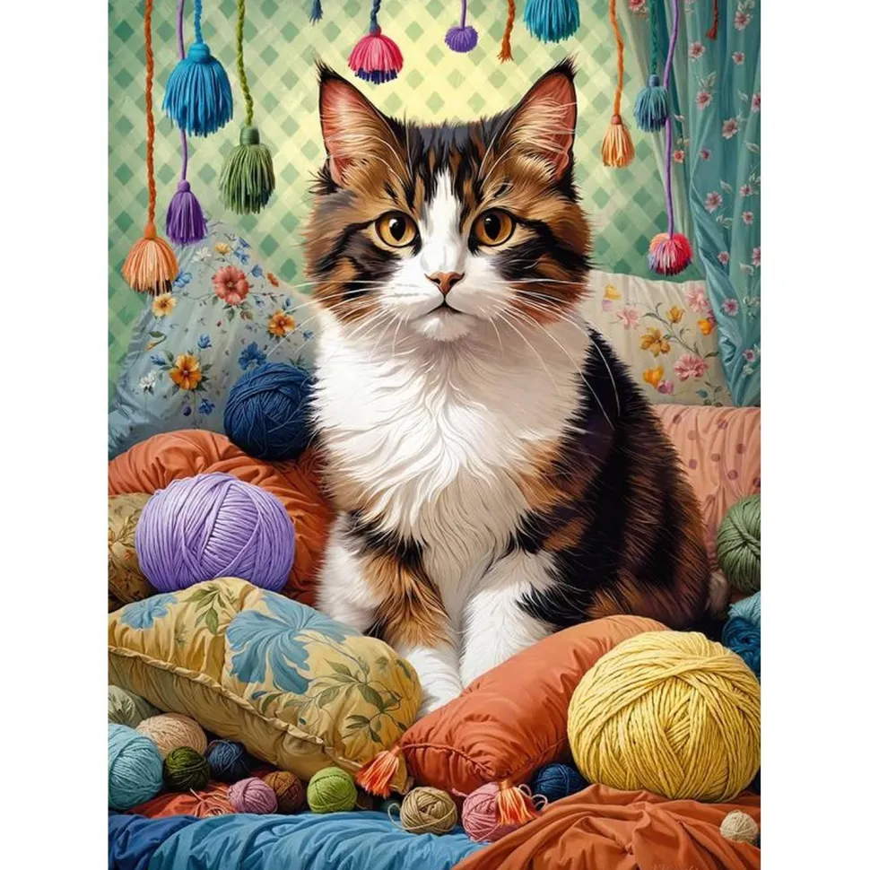 Puzzle 1000 pièces : Le Chat Tricoté - CherryPazzi