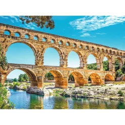 Puzzle 1000 pièces : Le pont du Gard, Des racines et des ailes - Nathan