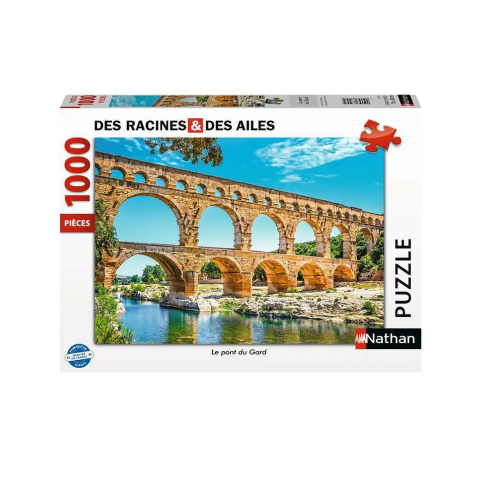 Puzzle 1000 pièces : Le pont du Gard, Des racines et des ailes - Nathan