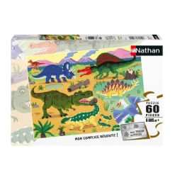 Puzzle 60 pièces : Les dinosaures du Crétacé - Nathan