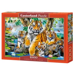 Puzzle 1000 pièces : Les tigres dans la rivière - Castorland
