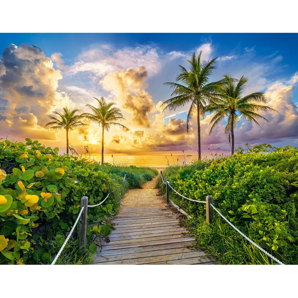 Puzzle 3000 pièces : Lever de soleil coloré à Miami, USA - Castorland