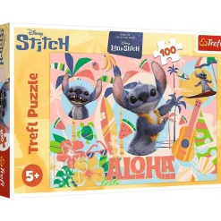 Puzzle 100 pièces : Lilo et Stitch / Point et amis en action - Trefl