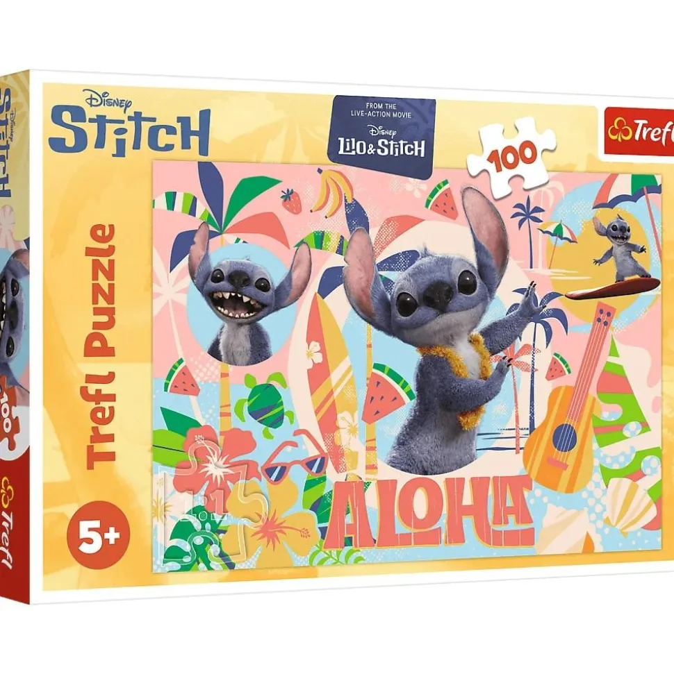 Puzzle 100 pièces : Lilo et Stitch / Point et amis en action - Trefl