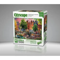 Puzzle 1000 pièces : Magnifique Coucher de Soleil à Amsterdam - Ks Games