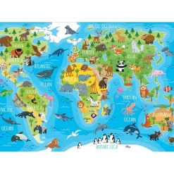 Puzzle 150 pièces : Mappemonde animaux - Educa