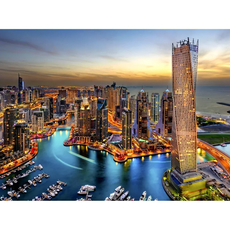Puzzle 1000 Pièces : Marina de Dubaï la nuit - EnjoyPuzzle