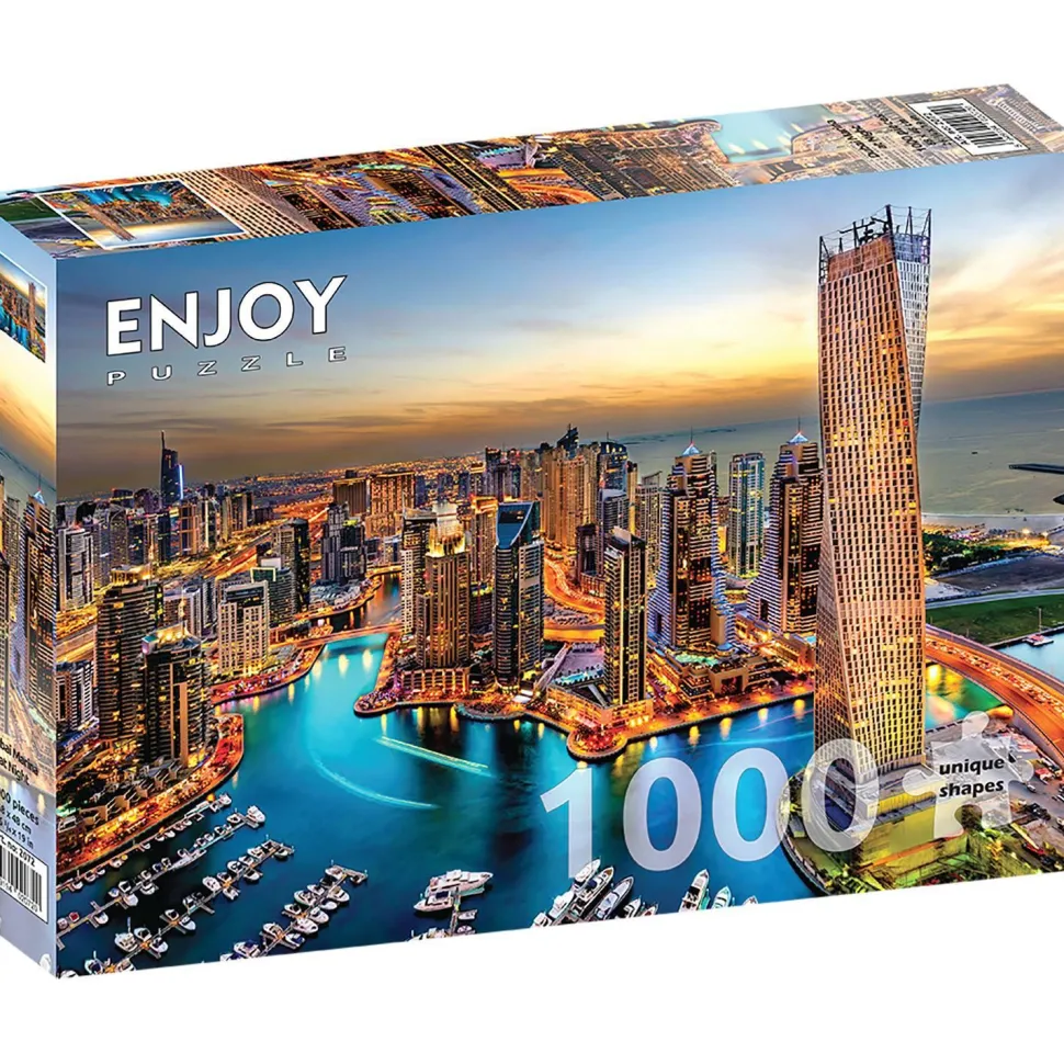 Puzzle 1000 Pièces : Marina de Dubaï la nuit - EnjoyPuzzle