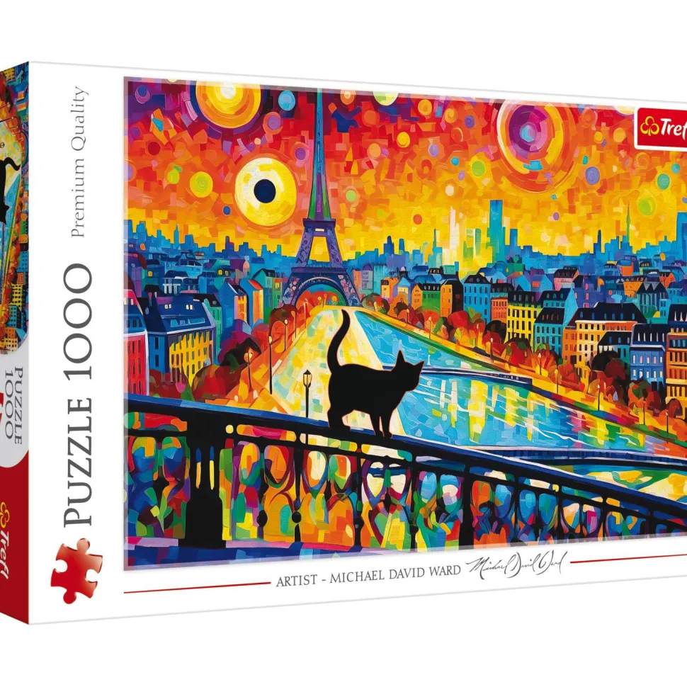 Puzzle 1000 pièces : Michael David Ward - Chat à Paris - Trefl