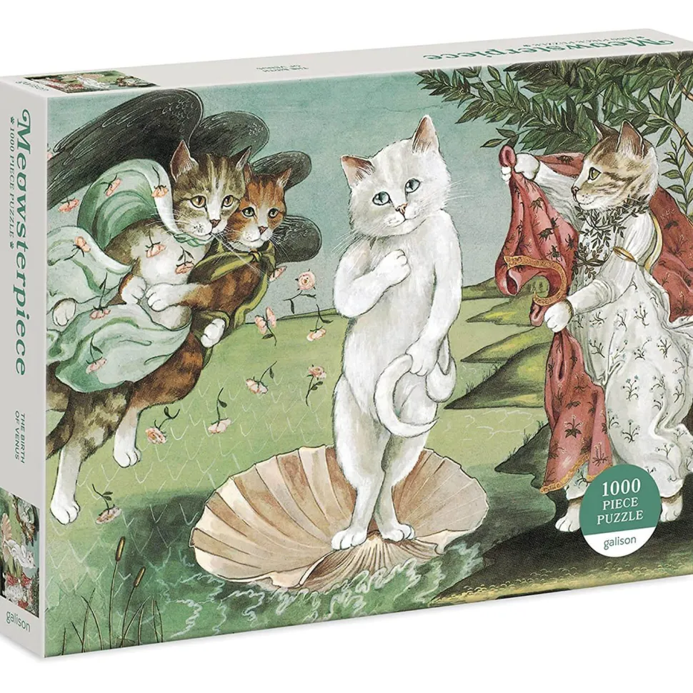 Puzzle 1000 pièces : Naissance de Vénus, Meowsterpiece de l'art occidental - Galison