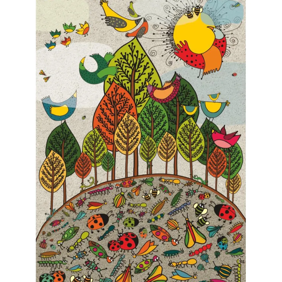 Puzzle 1000 pièces : Nature : Oiseau et coccinelle - DToys