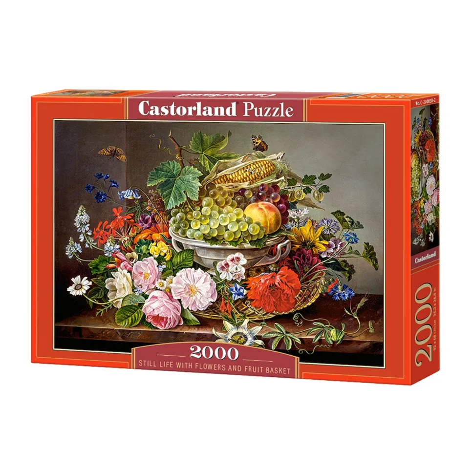 Puzzle 2000 pièces : Nature morte de fleurs et de fruits - Castorland