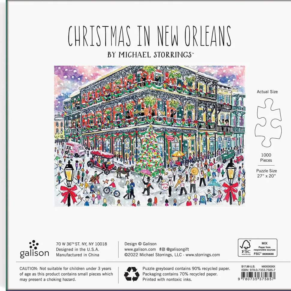 Puzzle 1000 pièces : Noël à la Nouvelle-Orléans, Michael Storrings - Galison