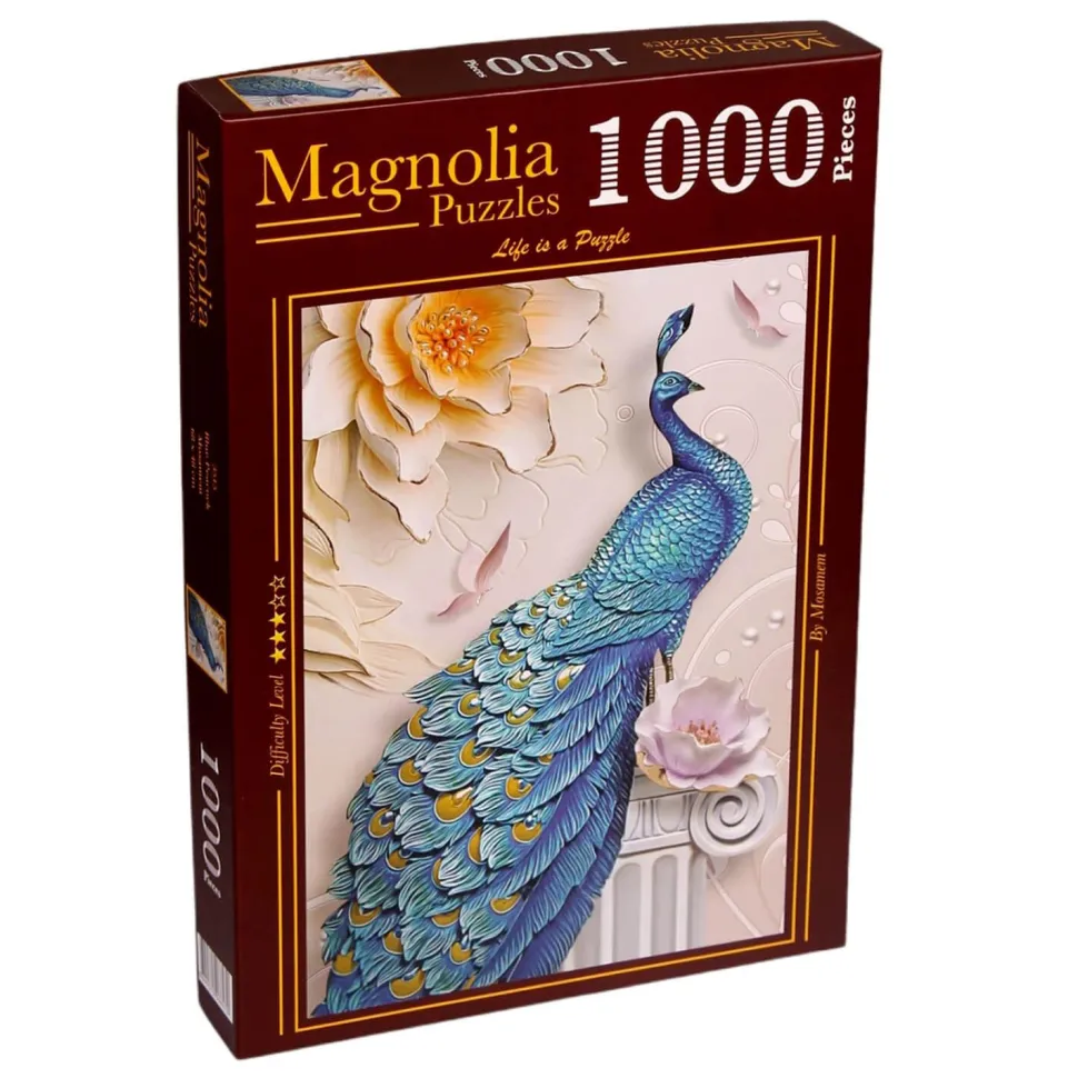 Puzzle 1000 pièces : Paon Bleu - Magnolia