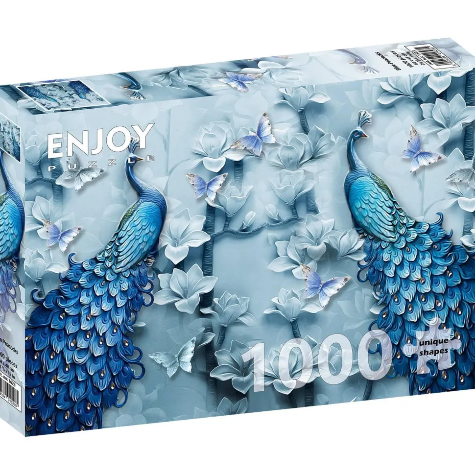 Puzzle 1000 pièces : Paons Bleus - EnjoyPuzzle