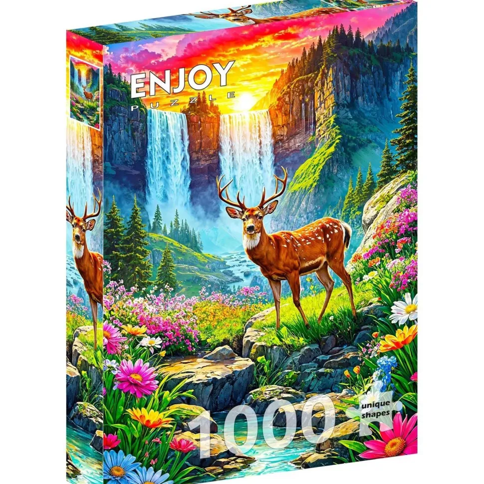 Puzzle 1000 pièces : Paradis des cerfs - EnjoyPuzzle