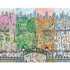 Puzzle 1000 pièces : Parc à chiens en quatre saisons, Michael Storrings - Galison