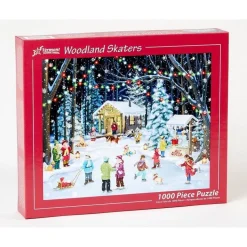 Puzzle 1000 pièces : Patineurs en forêt - Vermont Christmas Company