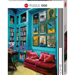 Puzzle 1000 pièces : pièce à vivre avec canapé rouge - Heye