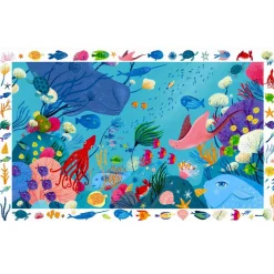 Puzzle 54 pièces : Poster et jeu d'observation : Aquatique - Djeco