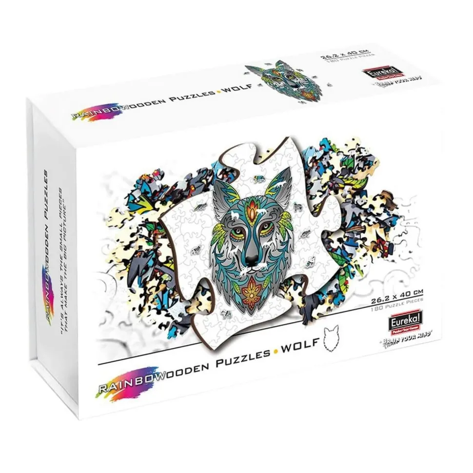 Puzzle 180 pièces : Rainbow Wooden Puzzle LOUP - Gigamic