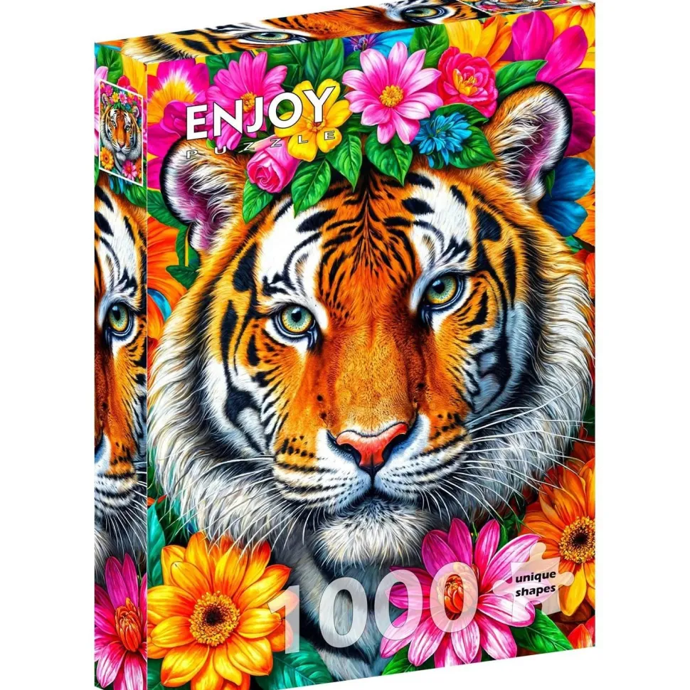 Puzzle 1000 pièces : Rayures et Fleurs - EnjoyPuzzle