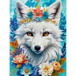 Puzzle 1000 pièces : Renard des neiges en fleurs - EnjoyPuzzle