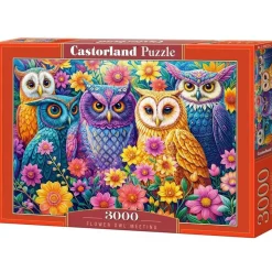 Puzzle 3000 pièces : Rencontre des hiboux fleuris - Castorland