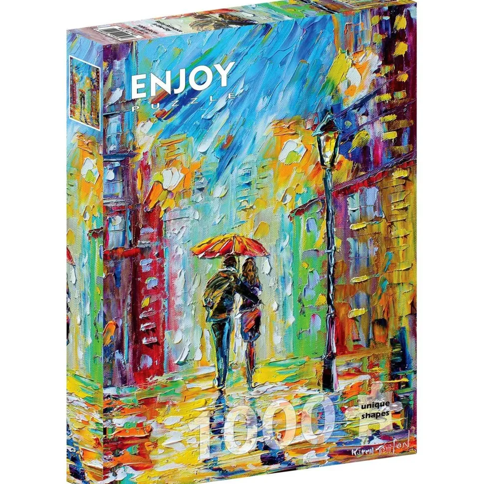 Puzzle 1000 Pièces : Romance Pluvieuse dans la ville - EnjoyPuzzle