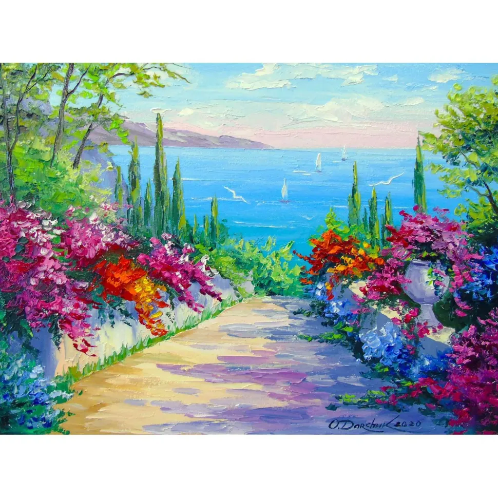 Puzzle 1000 Pièces : Route ensoleillée vers la mer - EnjoyPuzzle