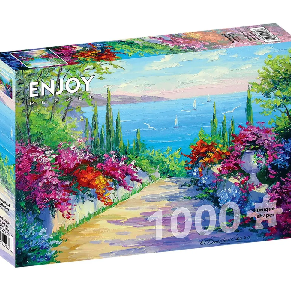 Puzzle 1000 Pièces : Route ensoleillée vers la mer - EnjoyPuzzle