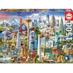 Puzzle 1500 pièces : Symboles d'Amérique du Nord - Educa