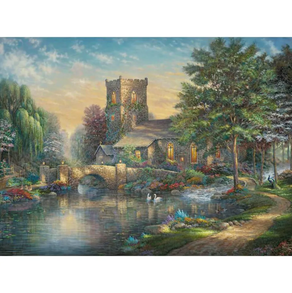 Puzzle 1000 pièces : Thomas Kinkade : Willow Wood Chapel - Schmidt