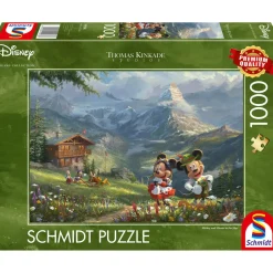 Puzzle 1000 pièces : Thomas KinKade : Mickey et Minnie dans les Alpes, Disney - Schmidt
