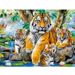 Puzzle 120 pièces : Tigres au bord du ruisseau - Castorland