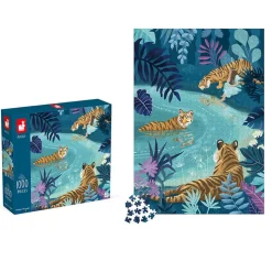 Puzzle 1000 pièces : Tigres Au Clair De Lune - Janod