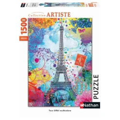 Puzzle 1500 pièces : Tour Eiffel multicolore - Nathan