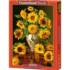 Puzzle 1000 pièces : Tournesols dans un vase paon - Castorland