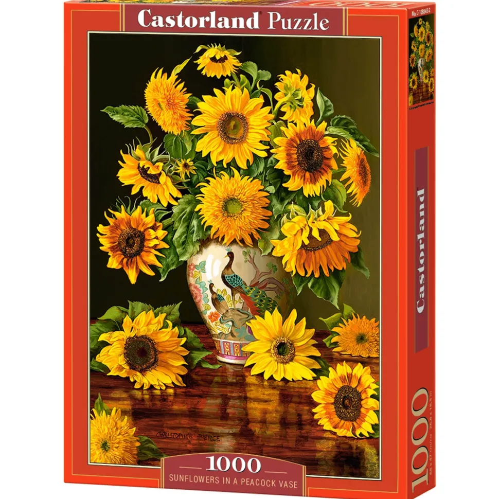 Puzzle 1000 pièces : Tournesols dans un vase paon - Castorland