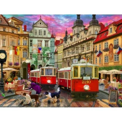 Puzzle 1000 pièces : Tramways de Prague - Vermont Christmas Company