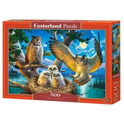 Puzzle 500 pièces : Une famille de chouettes - Castorland