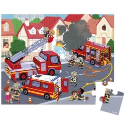 Puzzle 24 pièces : valisette : pompiers - Janod