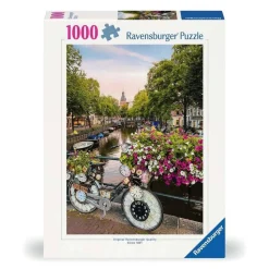 Puzzle 1000 pièces : Vélo et fleurs à Amsterdam - Ravensburger