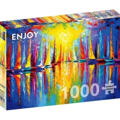 Puzzle 1000 Pièces : Voiliers arc-en-ciel - EnjoyPuzzle